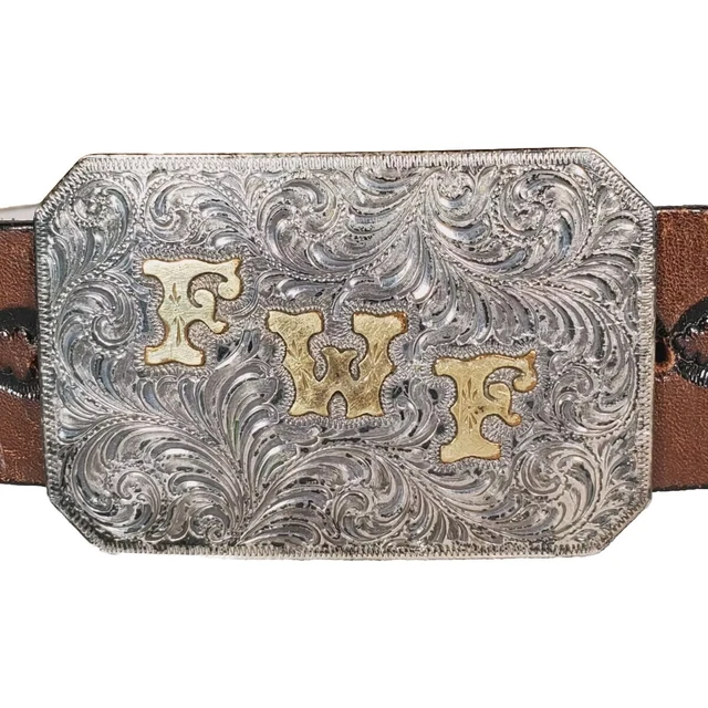 Cust M Bilt Sterling Silver Designer Signed Engraved Belt Buckle Western Cowgirl Vtg Cust-M-Bilt Sterling Silver Cowgirl Rodeo Hand Engraved  main image 4