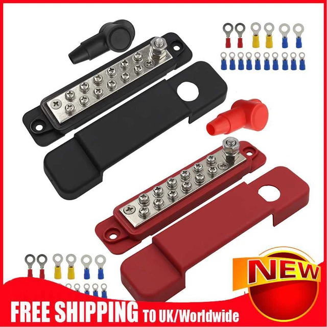 DC 48V 12P Barre Cablaggio Busbar con Coperture + Terminali Anello per Auto Yacht