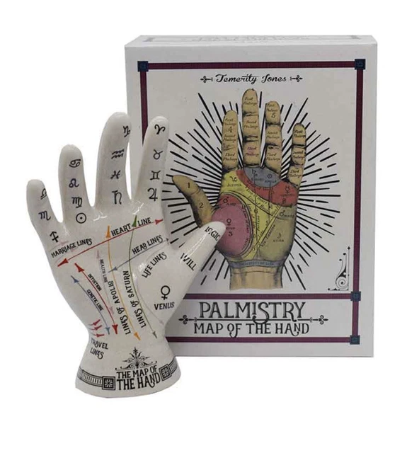 PALMISTRY MAP OF the Hand Figurine 19 cm Ornament Ceramic Gift Palm £19 ...