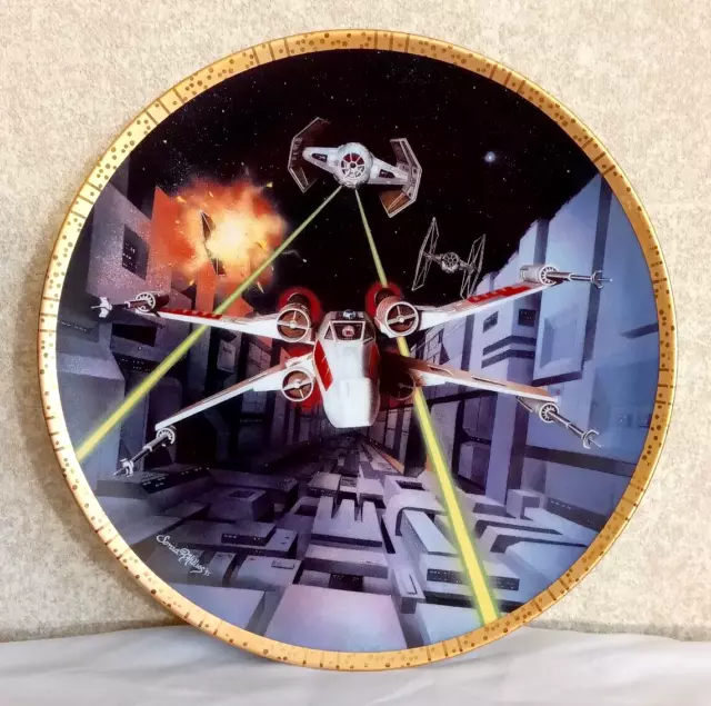 Star Wars Space Vehicles Red Five X Wing Fighter Hamilton Collection Plate w COA