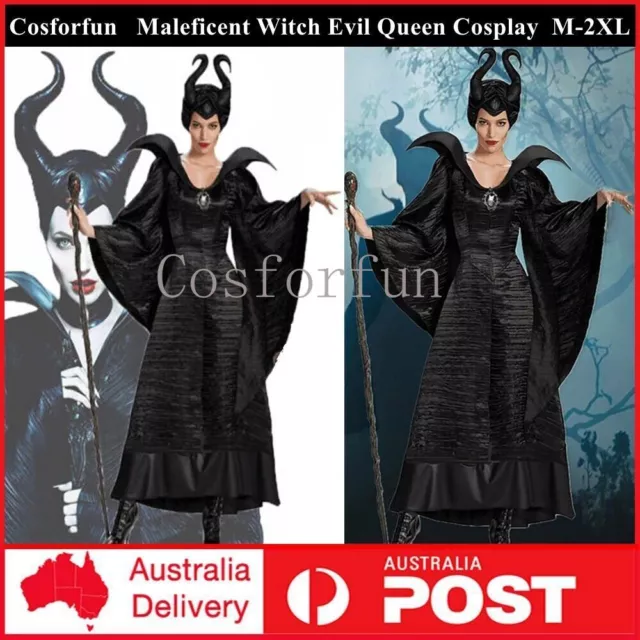 Women Christmas Maleficent Witch Evil Queen Cosplay Costume Party Fancy Dress Up