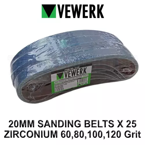 VEWERK 25pk 20 x 520mm Zirconium oxide Sanding Belts Air Belt Sander 2150