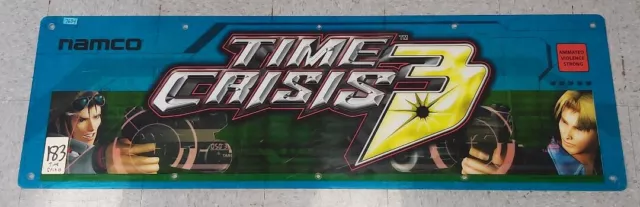 NAMCO TIME CRISIS 3 Arcade Game Overhead Header PLEXIGLASS #7634 - AS IS