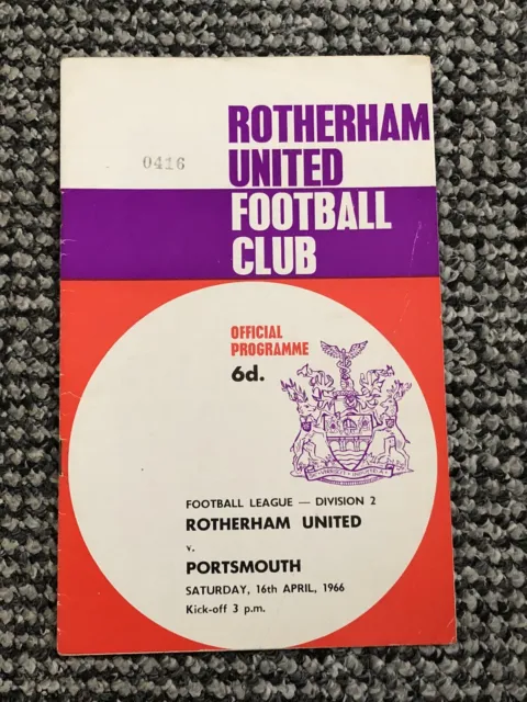 Rotherham United v Portsmouth - 1965/66 - Division 2 - Match Day Programme