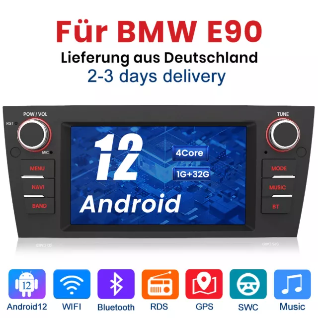 1+32G 7"Android12 Pour BMW E90 3er e90 Autoradio GPS DAB Navi Limousine 325i USB