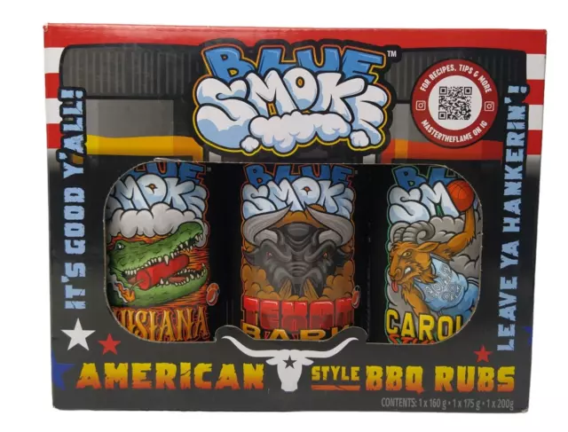 Blue Smoke BBQ Herbs & Spices Mix Rub Box Set 3 x American Style Seasoning Kit