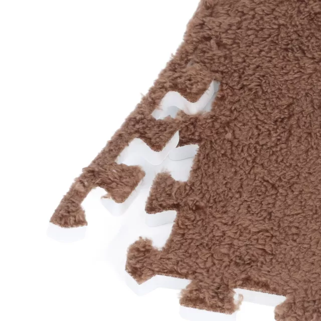 (Coffee)10pcs Plush Foam Floor Mat 12.2 X 11.8in Anti Slip Thickened