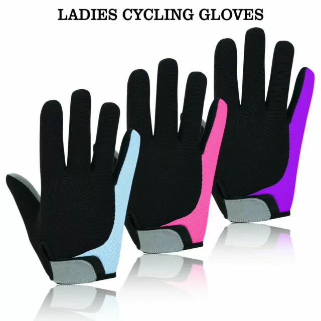 Cycling Gloves Bike Bicycle Women Ladies Full Finger Padded Non Slips Sports MTB