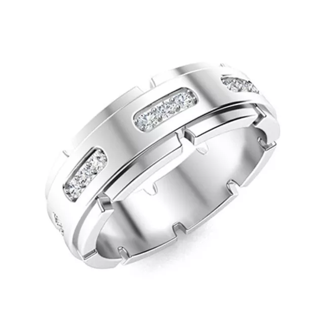 Rond 0.36 Carat Véritable Diamant Homme Fiançailles Éternité 7 MM Bande 950