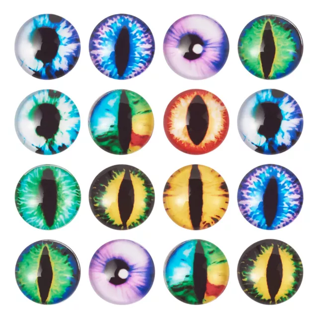 20x Half Round/Dome Eye Printed Glass Cabochons Decorations Mixed Color 12x4mm