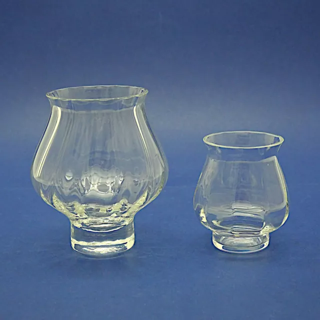 Two Dartington Crystal Ripple Glass Vases/Tealight Holders/Bowls-9.5 & 14cm High