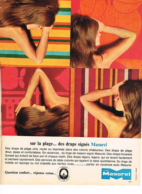PUBLICITE ADVERTISING  1967   MASUREL   draps de plage