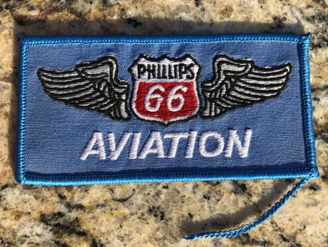 ORIGINAL Mint Phillips 66 Aviation Wings Logo 2"x4" Long Blue Embroidered Patch