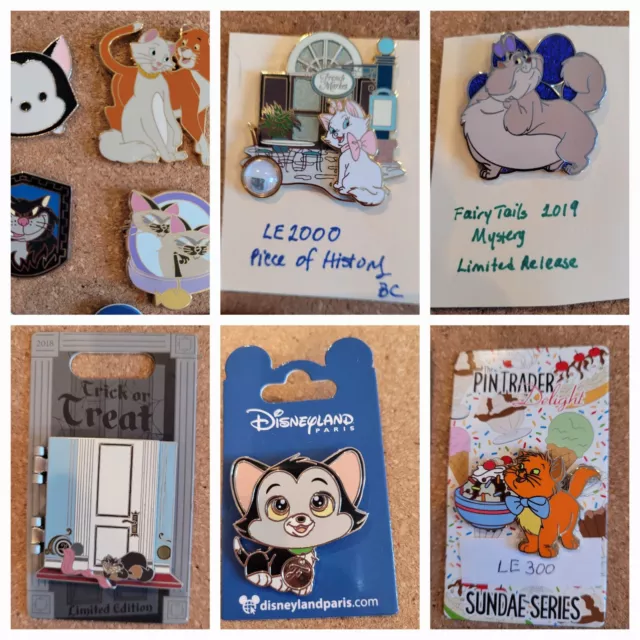 Disney Pins Cats Marie Figaro Lucifer LE PTD DSSH Lot Of 9