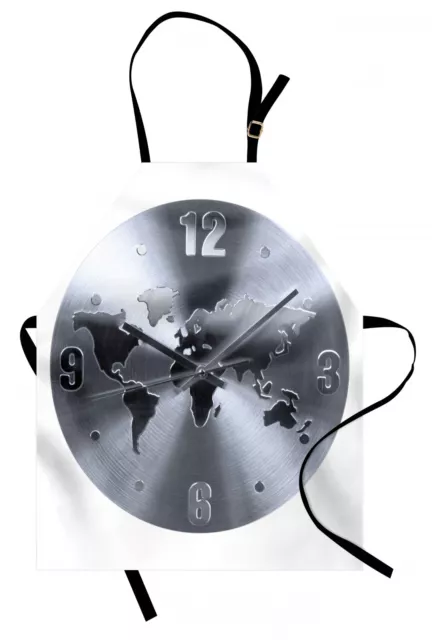 Gris Tablier Motif Planisphère Horloge