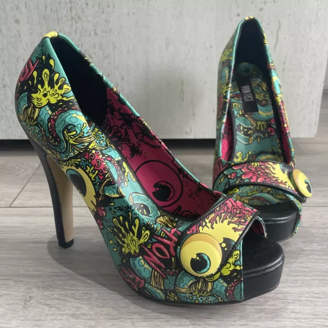 LADIES IRON FIST UK 4 High Heel platform Shoes Green Eyeball Tenticle Punk Vampy 26.00 PicClick UK