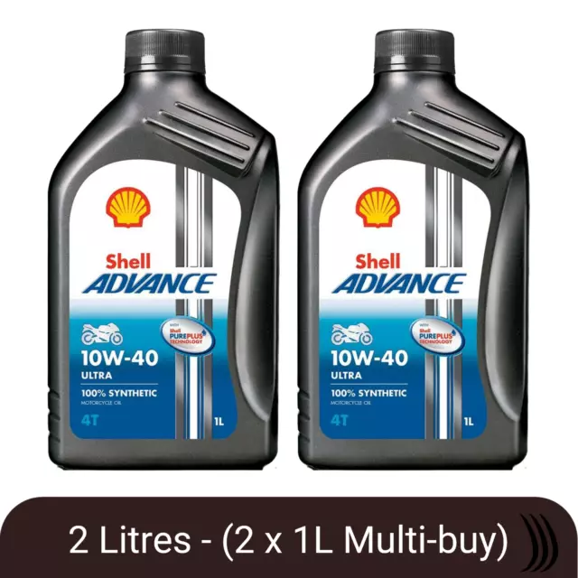 SHELL ADVANCE ULTRA 4T 10W-40 Fully Synthetic Motorcycle Oil 10W40 2 ...