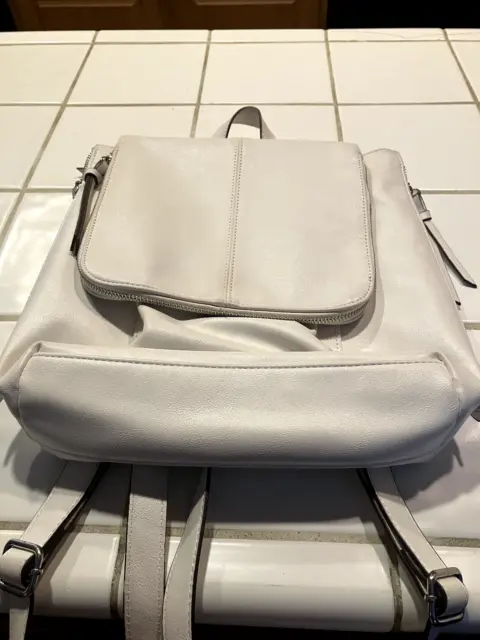 BACKPACK White Leather INC Elliah Convertible NEW