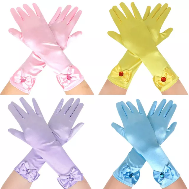 Frozen Elsa princesse gants Anna fille fantaisie long satin Bow vêtements pourFU