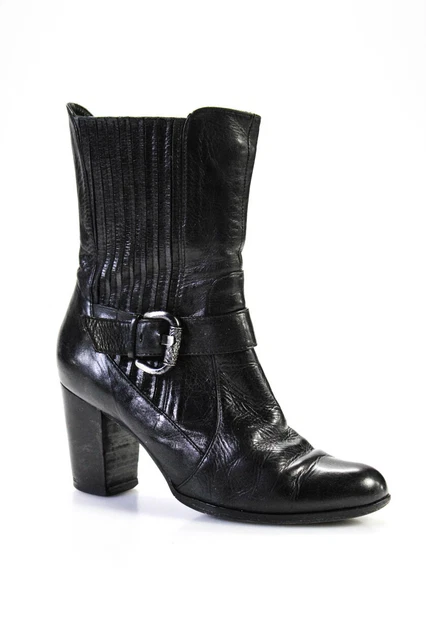 Everybody by BZ Moda Womens Leather Zip Up High Heels Boots Black Size 36 6