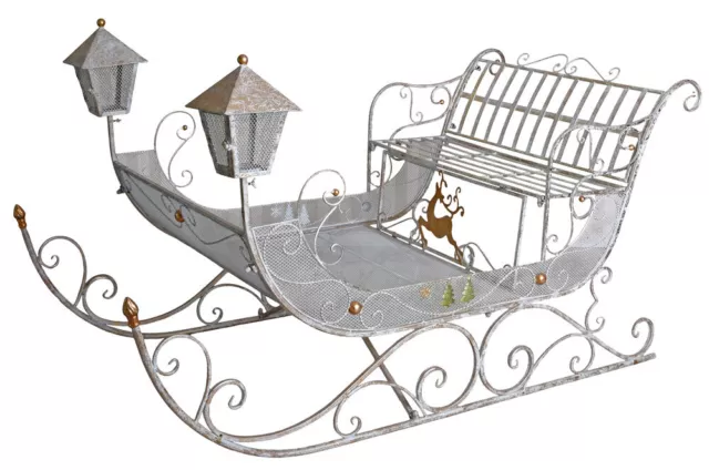 Traîneau Noël Traîneau Eisenschlitten Noël Décoration de Jardin Luge Métal