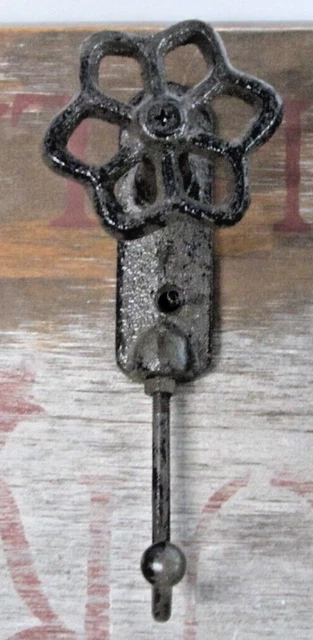 Cast Iron Set Of FOUR Faucet Spigot Hydrant Coat Hat Clothes 4 Hooks Rustic Barn