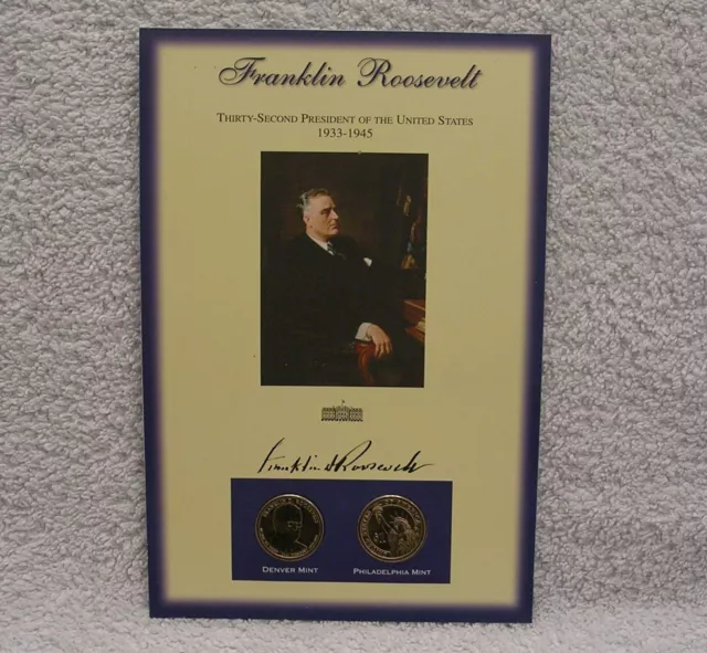 Franklin D. Roosevelt Commemorative Panel with P & D Mint Presidential Dollars