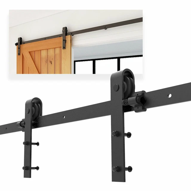 4-20FT Bypass Sliding Barn Door Hardware Kit For Double Door Closet Track Roller