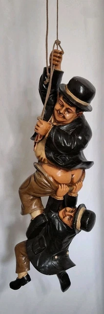 Large Rope Dangling VINTAGE LAUREL & Hardy Dangling From A Rope Large 30” Figurine Statue ...