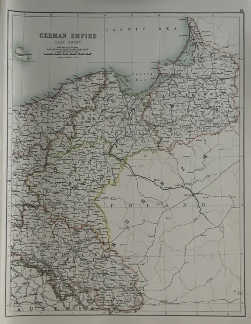 1897 Prussia, German Empire (East) Original Antique Map by A & C Black
