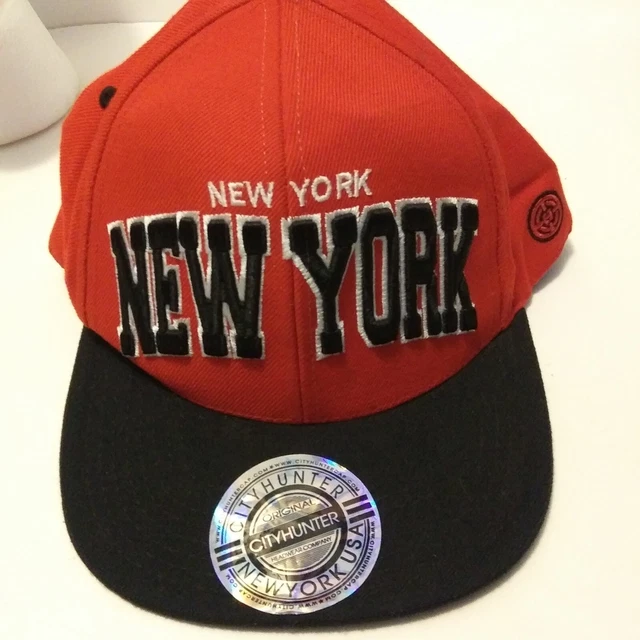 City Hunter New York Snapback Hat One Size Red Black C-91