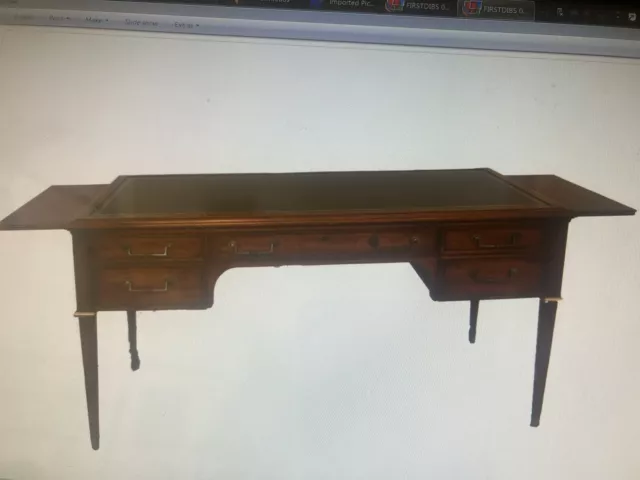 John Widdicomb Company Partner Antique Desk, all wood, Leather inlaid Top.