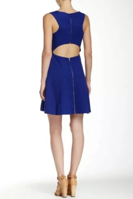 Trina Turk Delphine Cutout Back Ponte Blue Fit&Flare Dress Dress Size 12