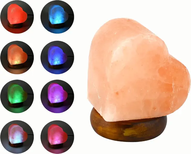 LED USB Himalayan Heart-Shaped Salt Lamp, Multi Color Changing in 7 Colors, Smal