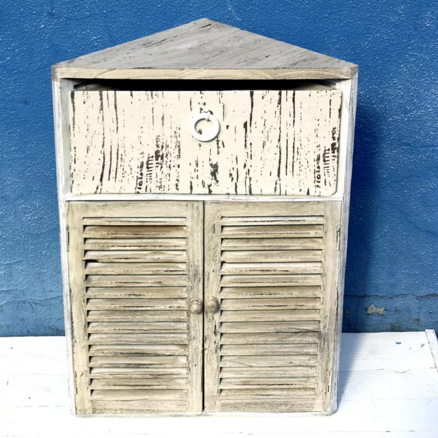 GeKi Trend Shabby Chic Eckschrank Vintage Holz Schränkchen Bad Badezimmer Küche 2