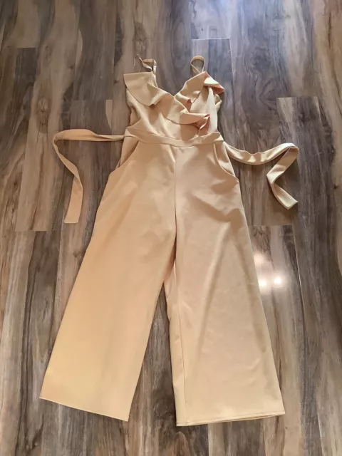 Quiz Uk 12 Belted Mustard Yellow Jumpsuit