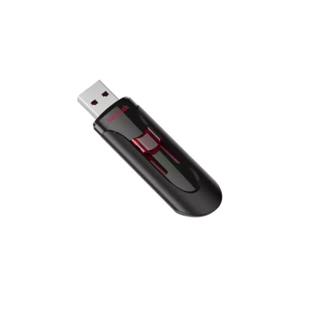 SanDisk Cruzer Glide 3.0 USB Flash Drive, CZ600 128GB, USB3.0, Black with red...