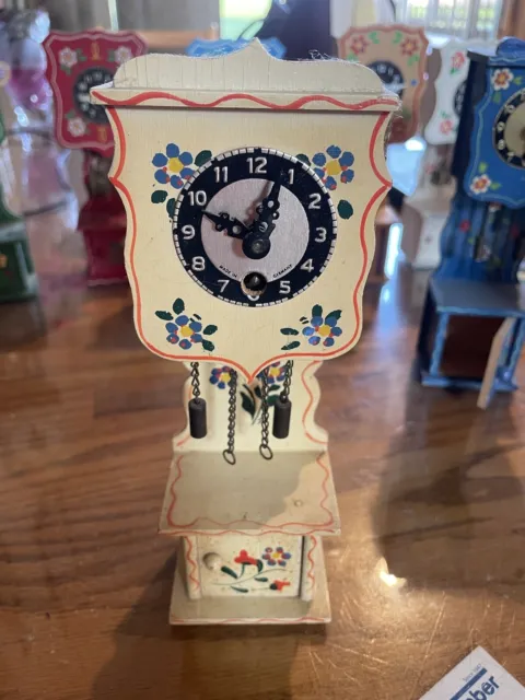Linden 12” German Miniature Grandfather Clock.  For Parts Or Repair No Key