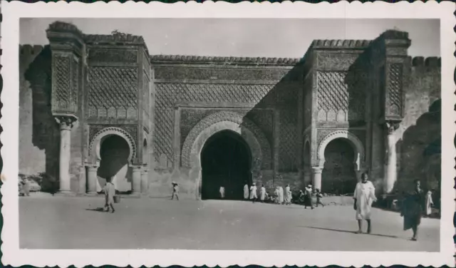 Maroc, Meknès, Le Bab Mansour, Entrée de la Médina Vintage print, Photographie p