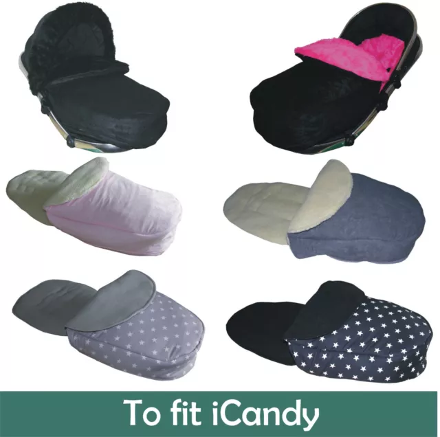 Lovely Warm Hand Made Footmuffs to fit iCandy pushchairs in Assorted designs