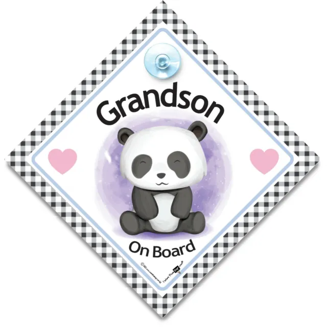 Letrero de nieto panda a bordo, letrero de ventosa para bebé automóvil, letrero de bebé a bordo