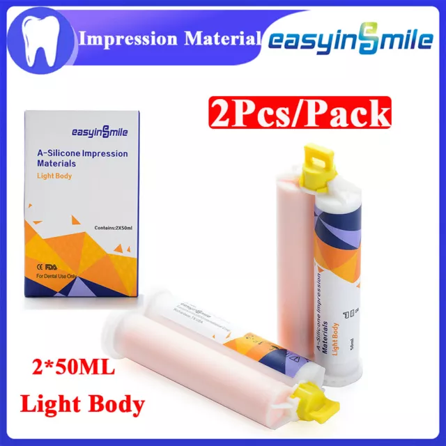 2Pc Dental Impression Material Light Body Fast Set Putty Silicone Catalyst 50ML