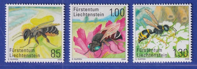 Liechtenstein 2008 Seltene Bienen und Wespen Schmuckbiene Mi.-Nr. 1482-84 **