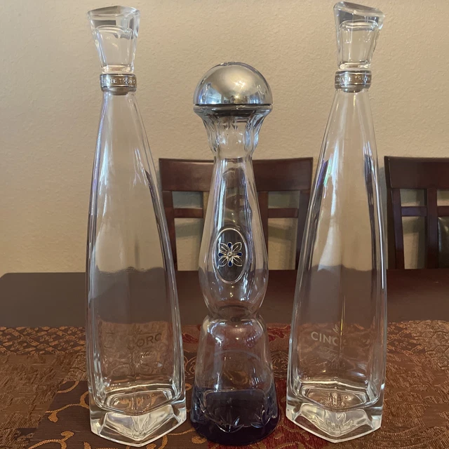 3 TOP SHELF Celebrity Tequila Bottles Clase Azul Plata, Cincoro