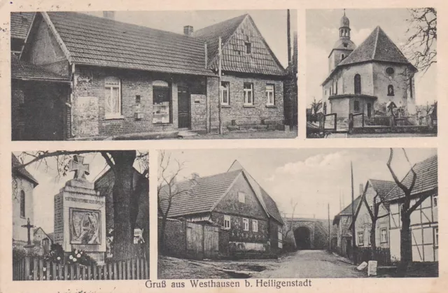 AK Gruß aus Westhausen b. Heiligenstadt, Denkmal Kirche Bodenrode Thüringen 1933