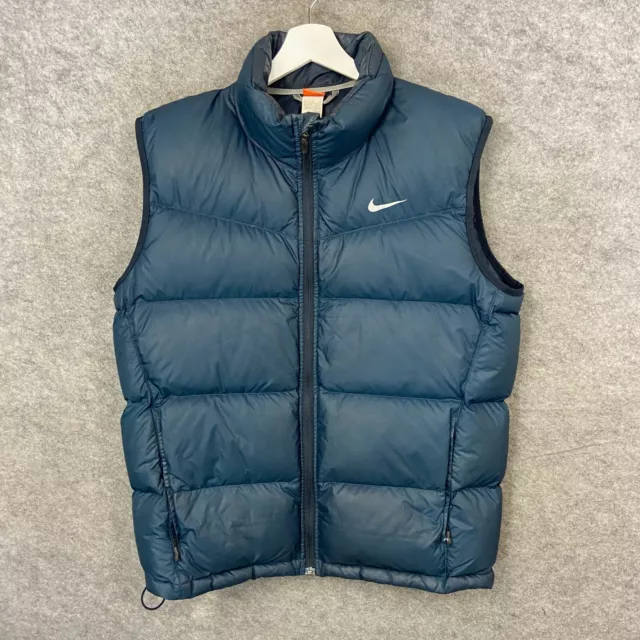 Nike Gilet Mens Medium Blue 550 Duck Down Insulated Bodywarmer Vest Jacket Y2K