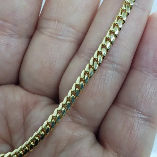 10K Solid Yellow Gold 3mm Width Miami Cuban Link Chain Necklace Unisex 18" - 30"