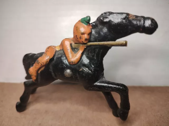 Grey Iron Indian Lying On Horse Shooting Toy Soldier