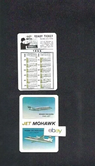 Mohawk Airlines 1966 Wallet Calendar Card Bac-11 & Fh 227 Ready Ticket Ad