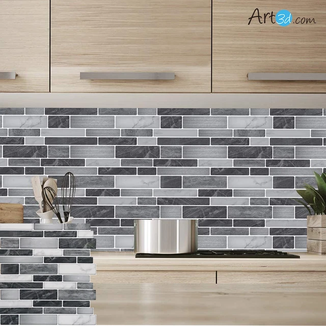 Art3d 4x12 Peel and Stick Tile Backsplash for Kitchen Stainless